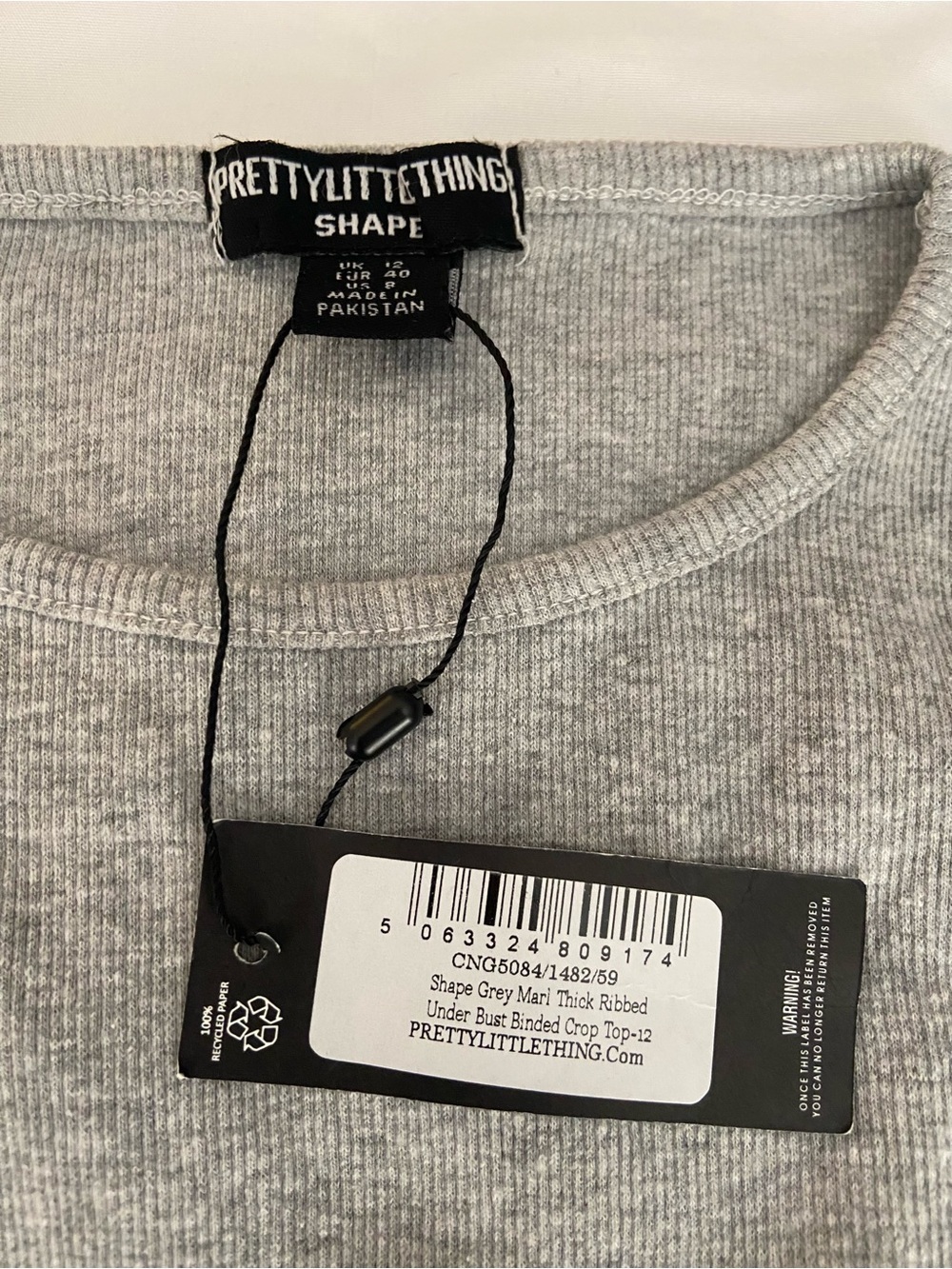 NWT PRETTY LITTLE THING GREY TOP SIZE 8 - Picture 3 of 7